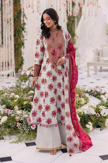 Nishat Linen 3 Piece - Gold Printed Embroidered Suit - 42501422 Online Shopping